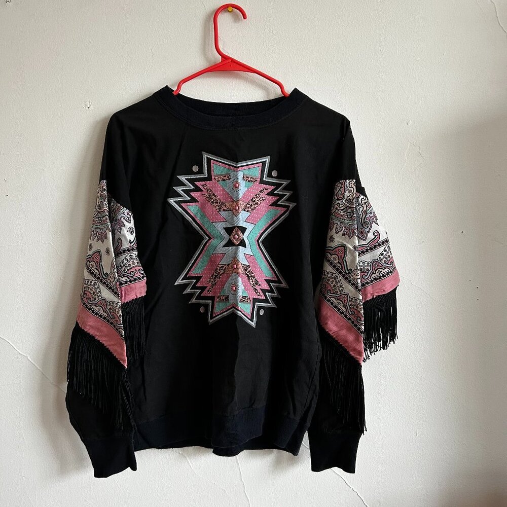 *Rare Vintage* Hazelwood Southwest Fashion Vintage Fringe Shirt (Medium) - Picture 2 of 6